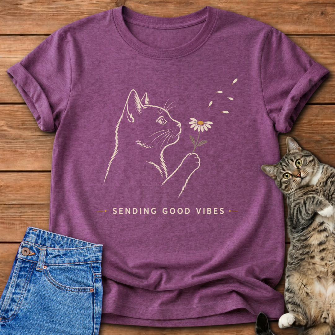 Sending Good Vibes Cat T-Shirt