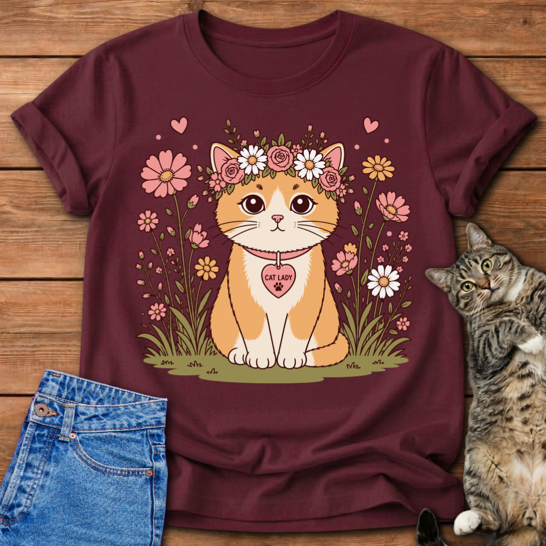 Cat Lady Floral T-Shirt