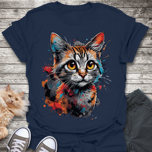 Colorful Cat Head T-Shirt