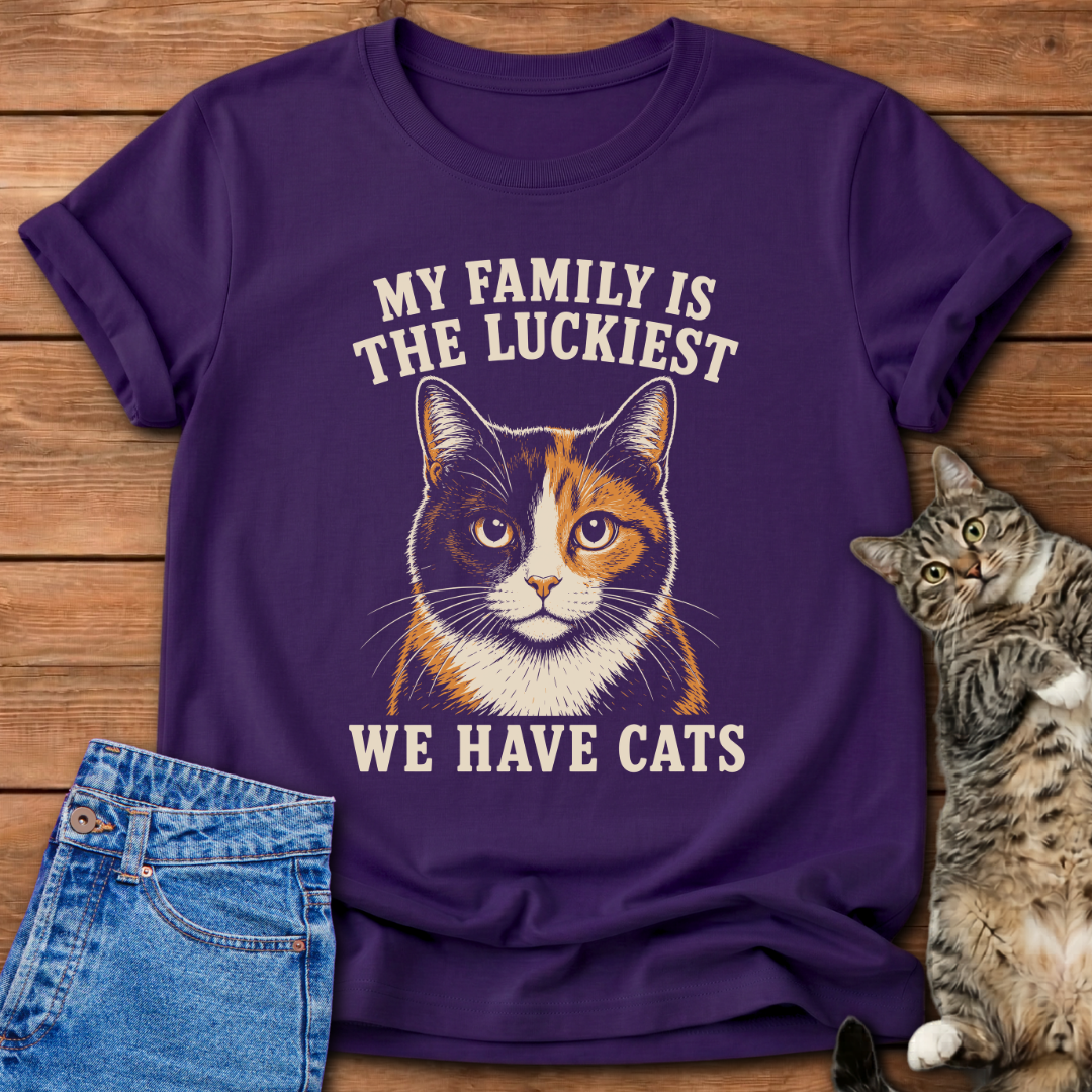 Luckiest Cat Family T-Shirt
