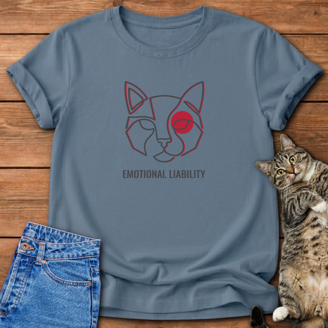 Abstract Cat Face Line Art T-Shirt