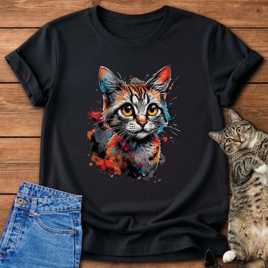 Colorful Cat Head T-Shirt