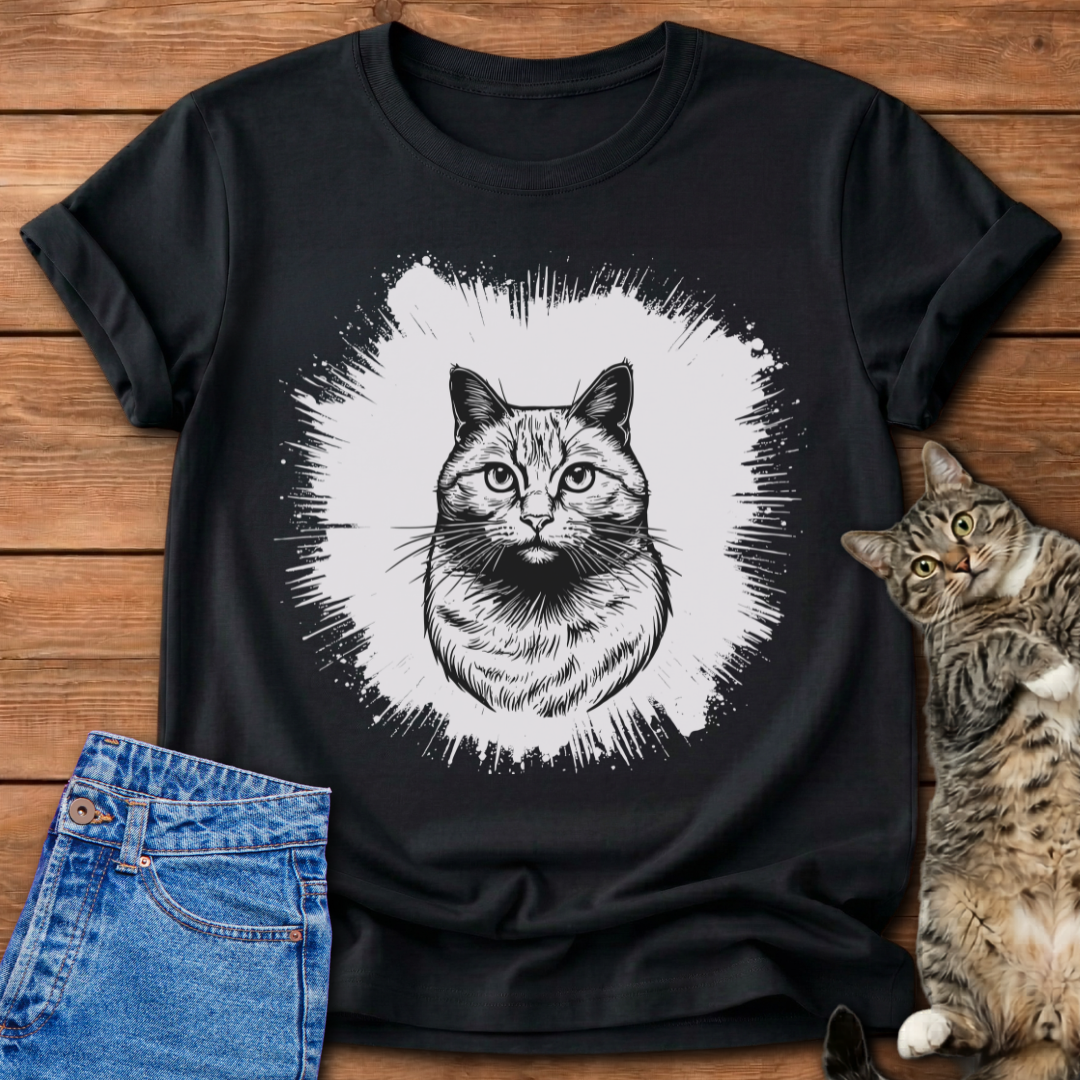 Stoic Cat Portrait T-Shirt