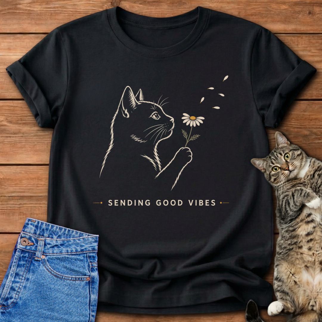 Sending Good Vibes Cat T-Shirt