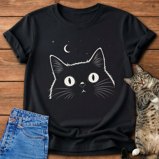 Black Cat Night Sky T-Shirt