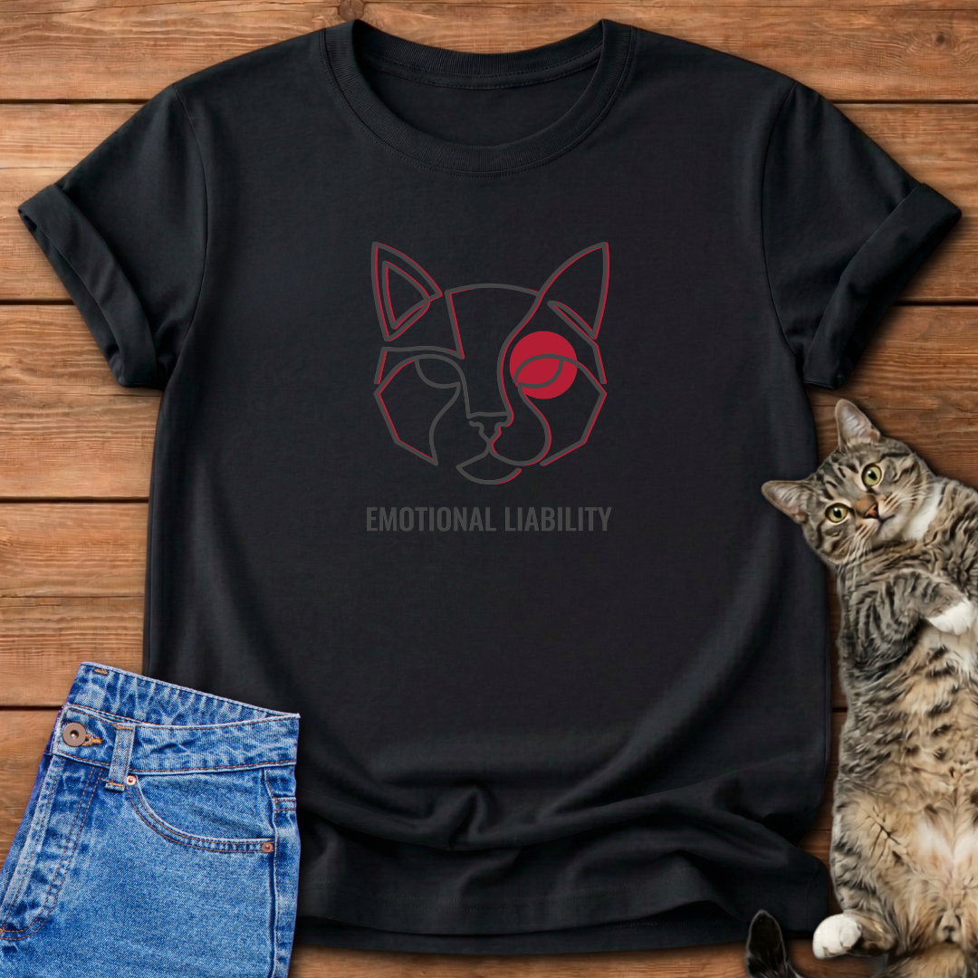 Abstract Cat Face Line Art T-Shirt