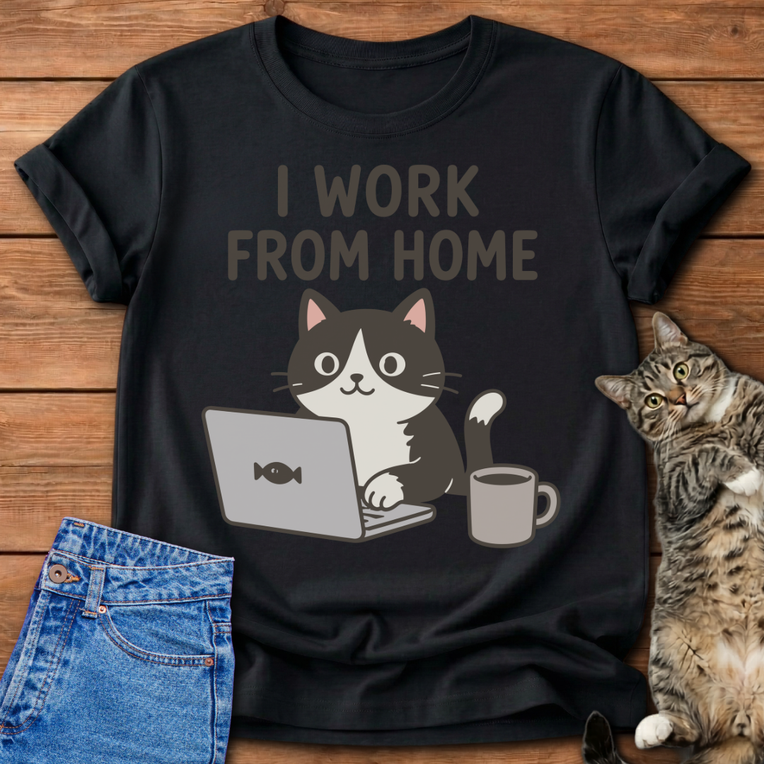 Remote Work Cat T-Shirt