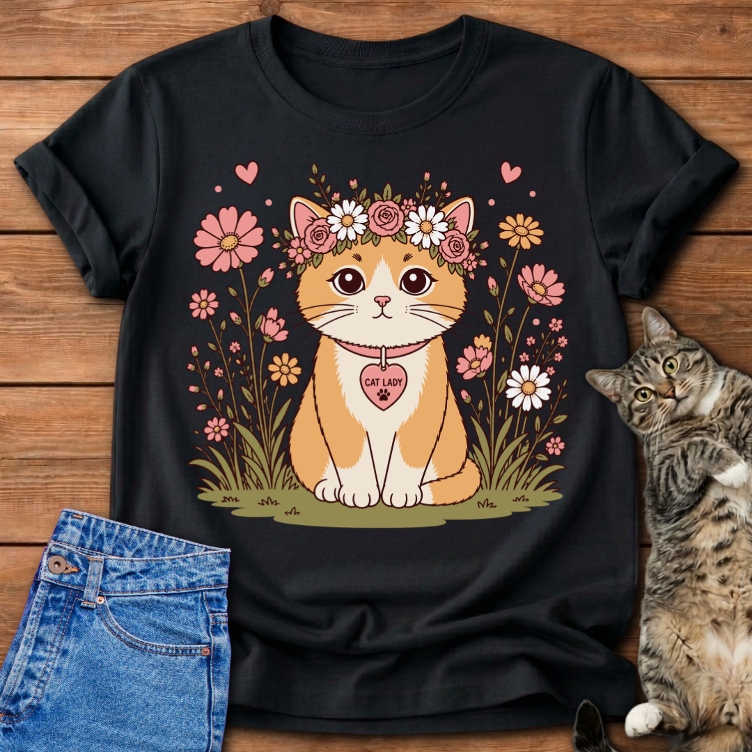 Cat Lady Floral T-Shirt