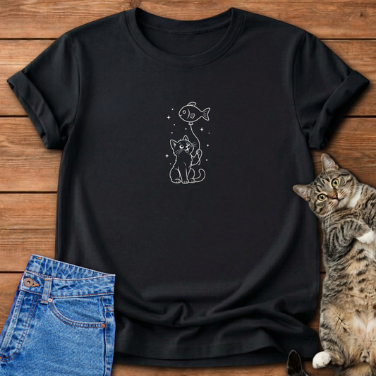 Fish Balloon Cat T-Shirt