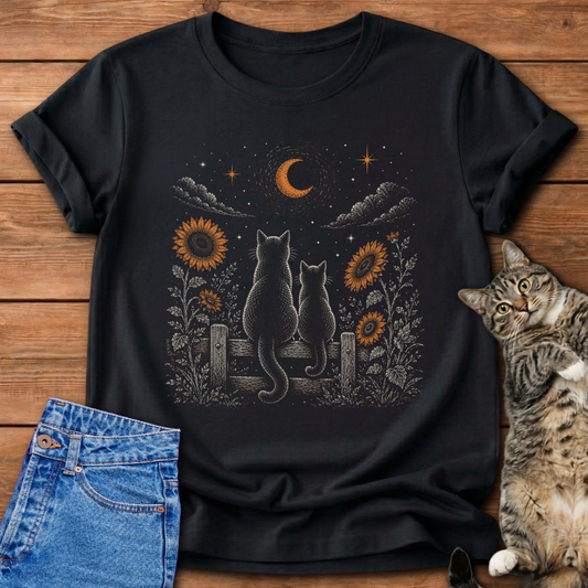 Moon Watching Cats T-Shirt