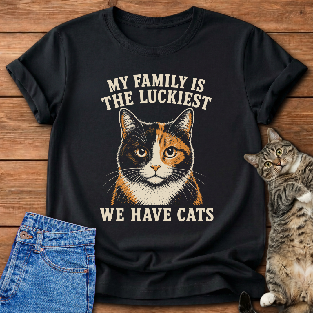 Luckiest Cat Family T-Shirt