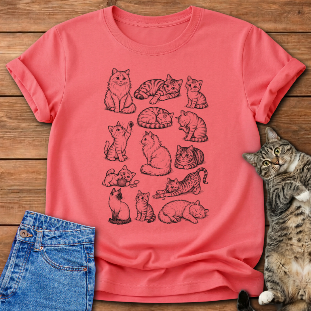 Vintage Cat Sketches T-Shirt