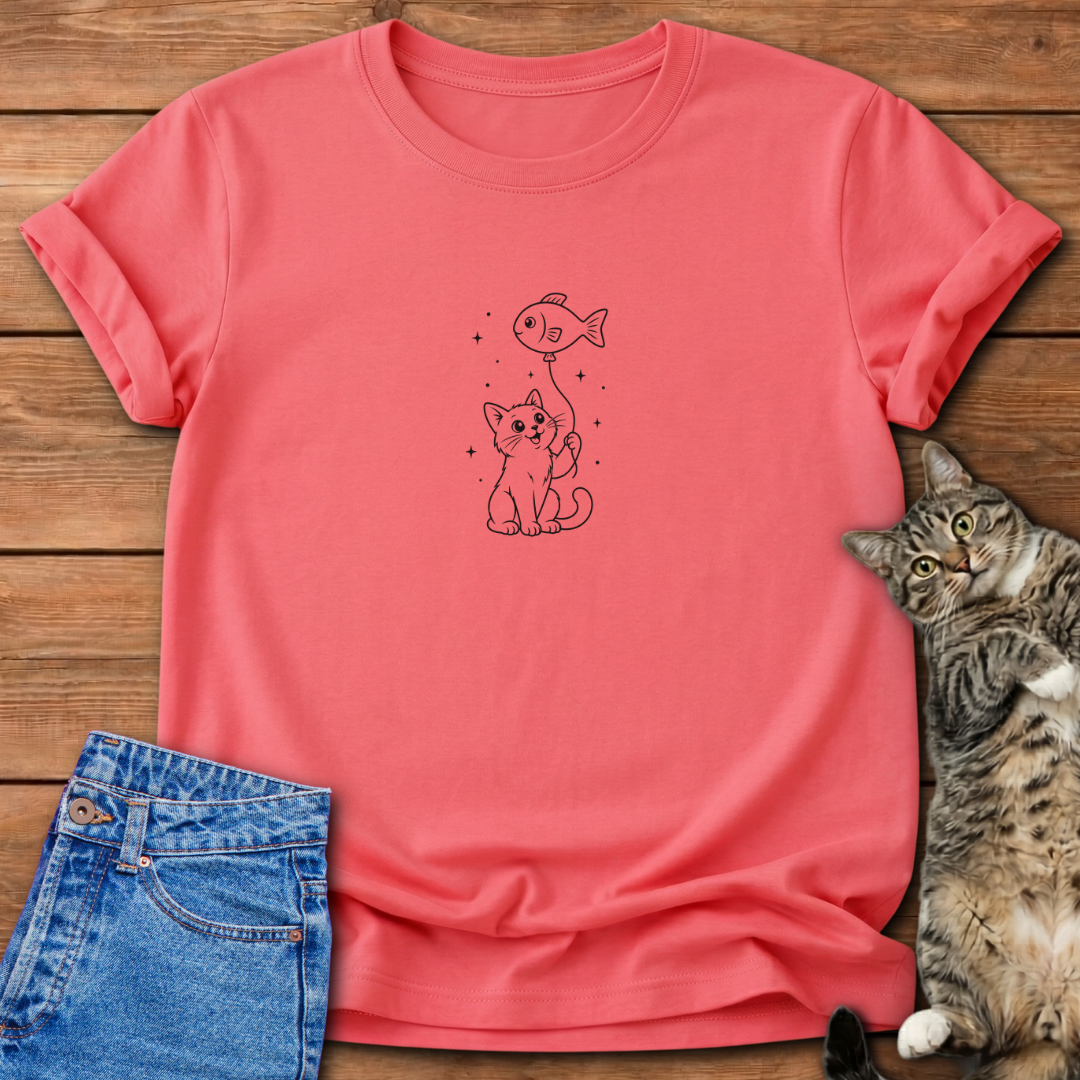 Fish Balloon Cat T-Shirt