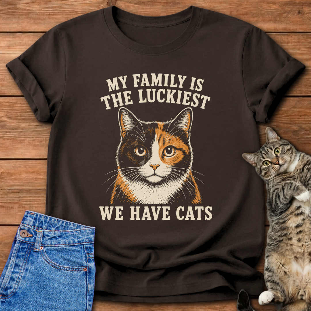Luckiest Cat Family T-Shirt
