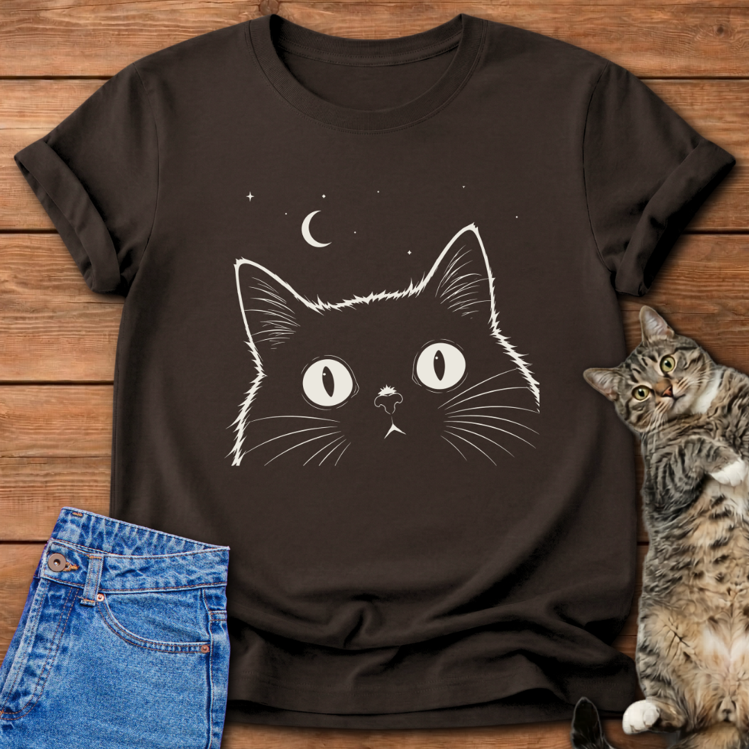 Black Cat Night Sky T-Shirt