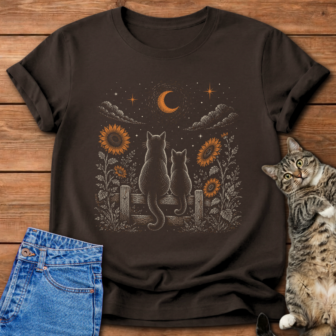 Moon Watching Cats T-Shirt