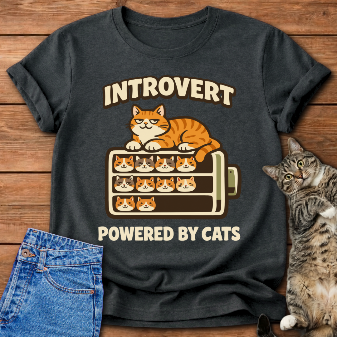 Introvert Powered by Cats T-Shirt