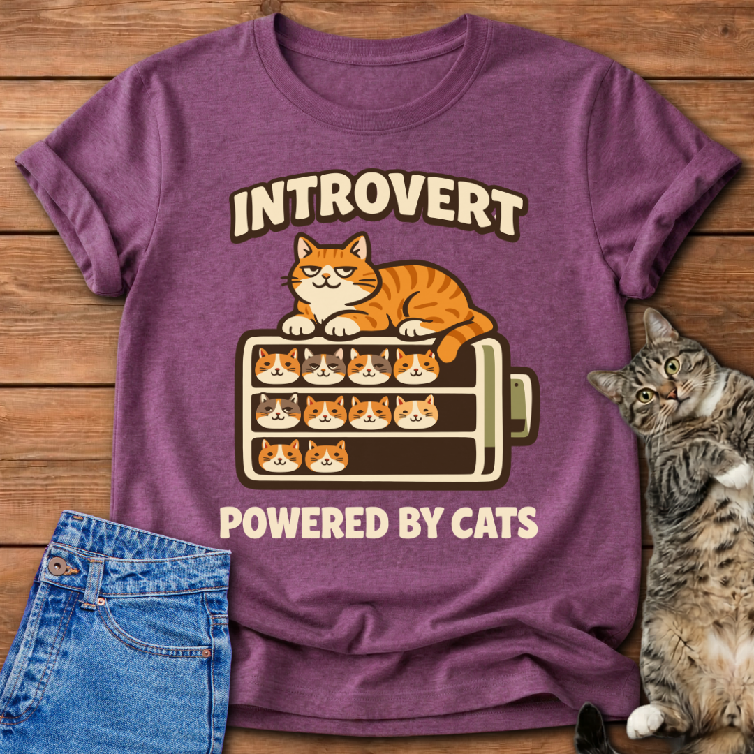 Introvert Powered by Cats T-Shirt
