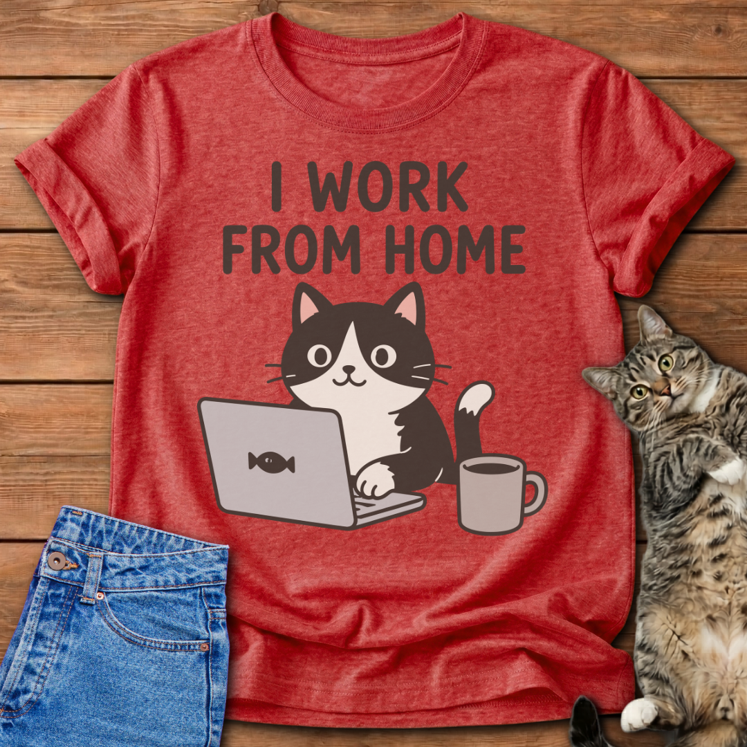 Remote Work Cat T-Shirt