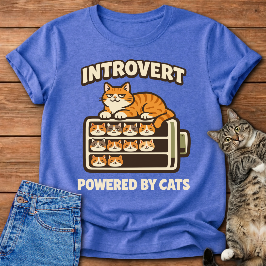 Introvert Powered by Cats T-Shirt