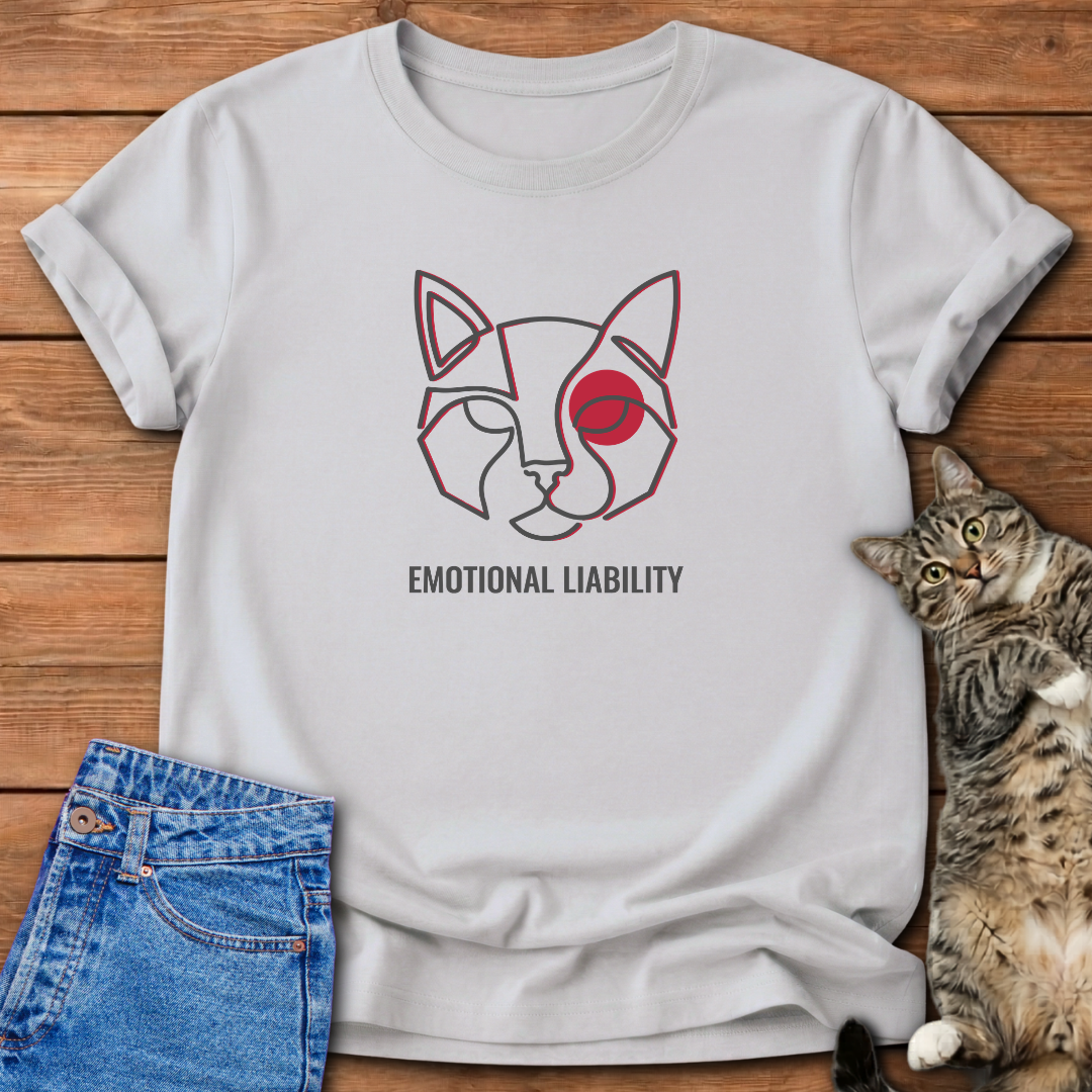 Abstract Cat Face Line Art T-Shirt