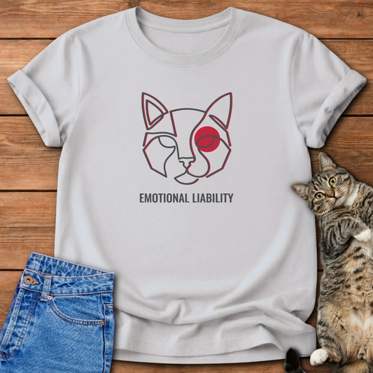 Abstract Cat Face Line Art T-Shirt