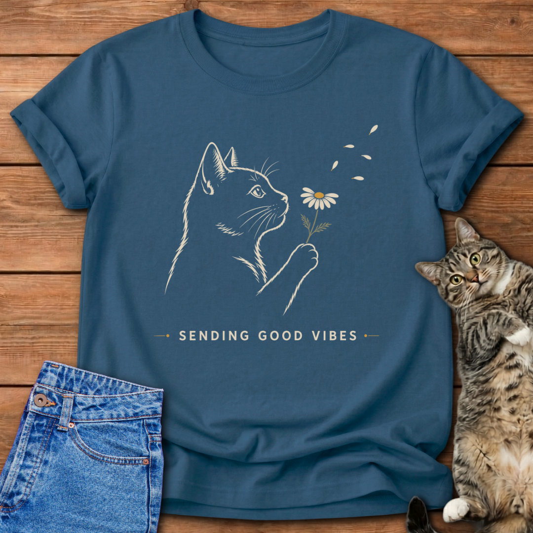 Sending Good Vibes Cat T-Shirt