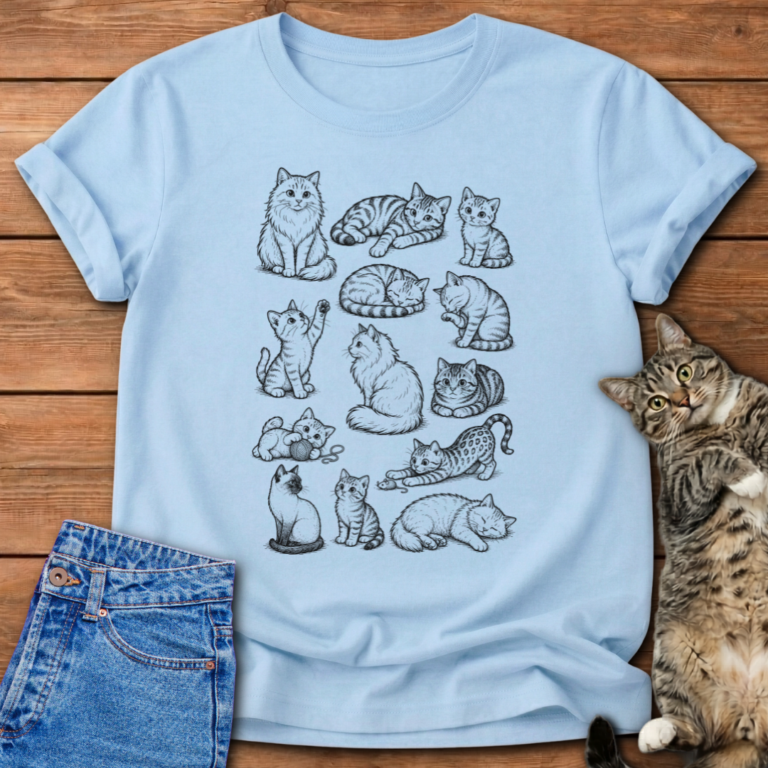 Vintage Cat Sketches T-Shirt
