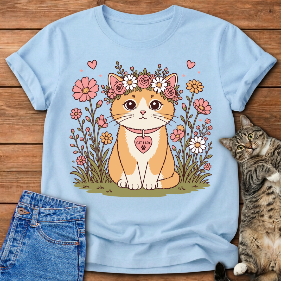 Cat Lady Floral T-Shirt