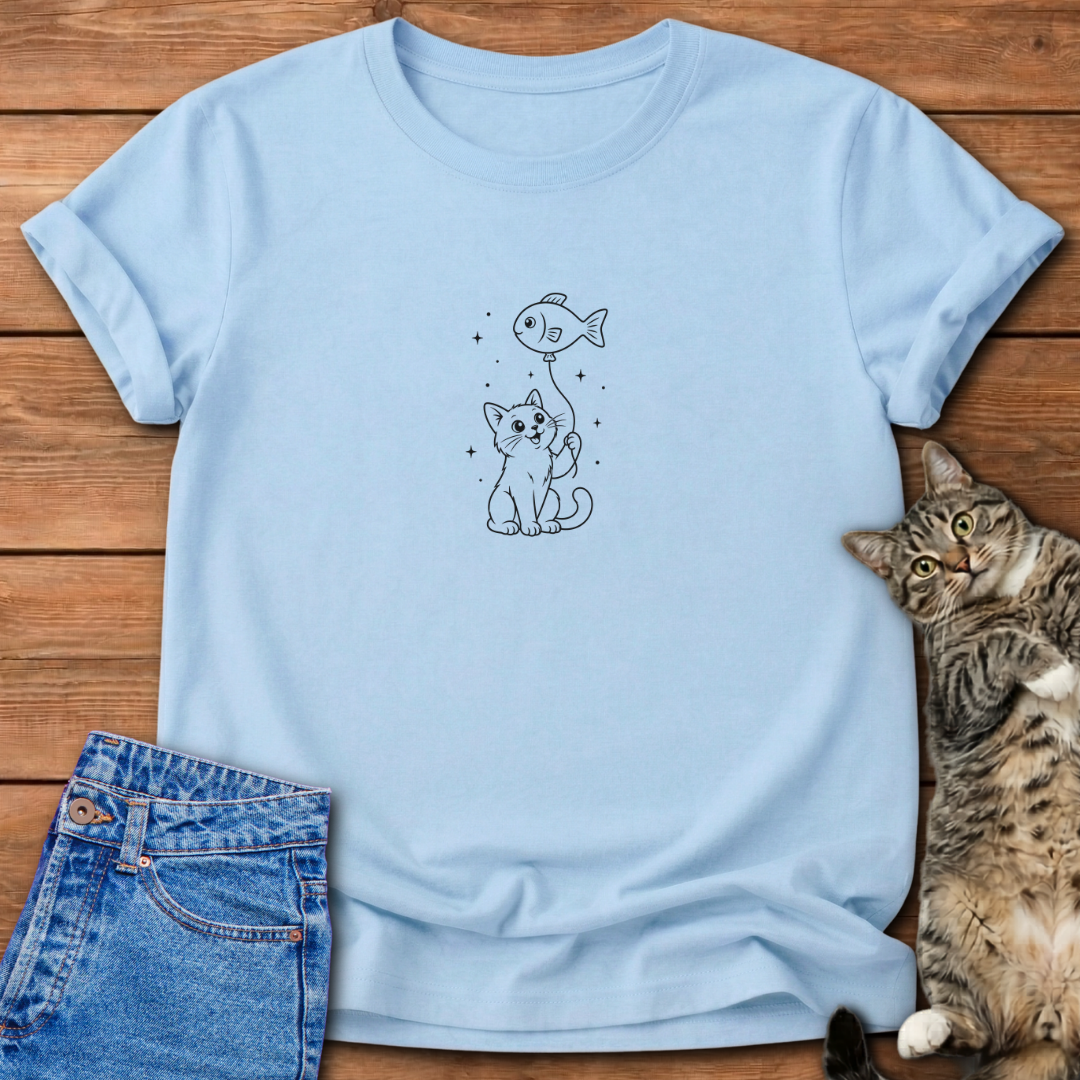 Fish Balloon Cat T-Shirt