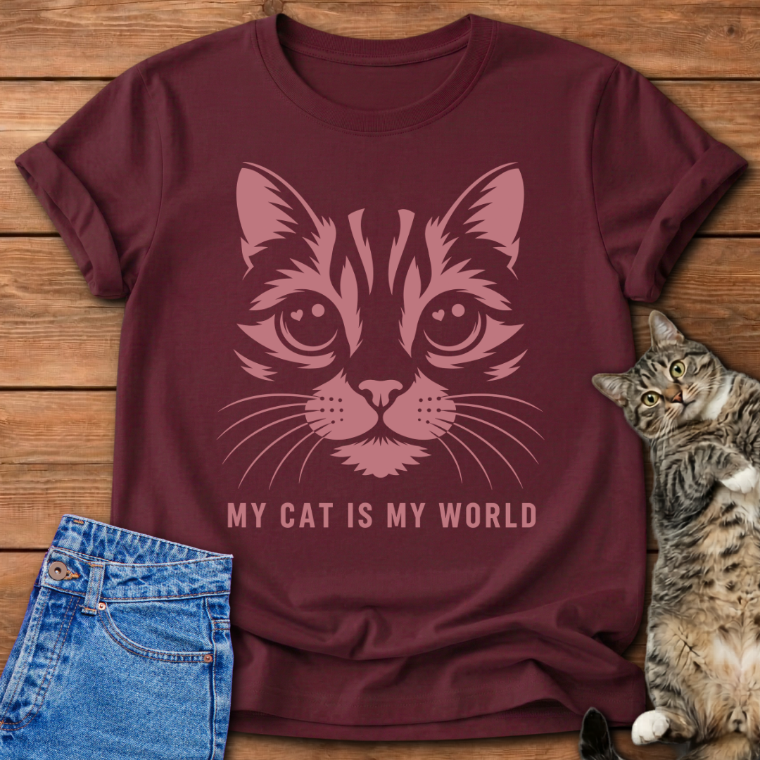 My Cat Is My World Pink T-Shirt