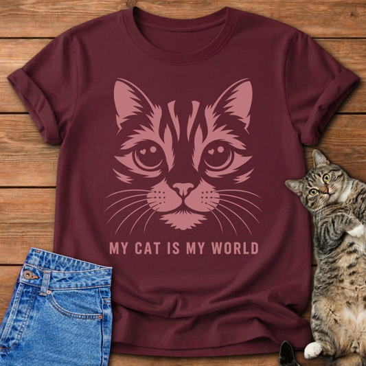 My Cat Is My World Pink T-Shirt