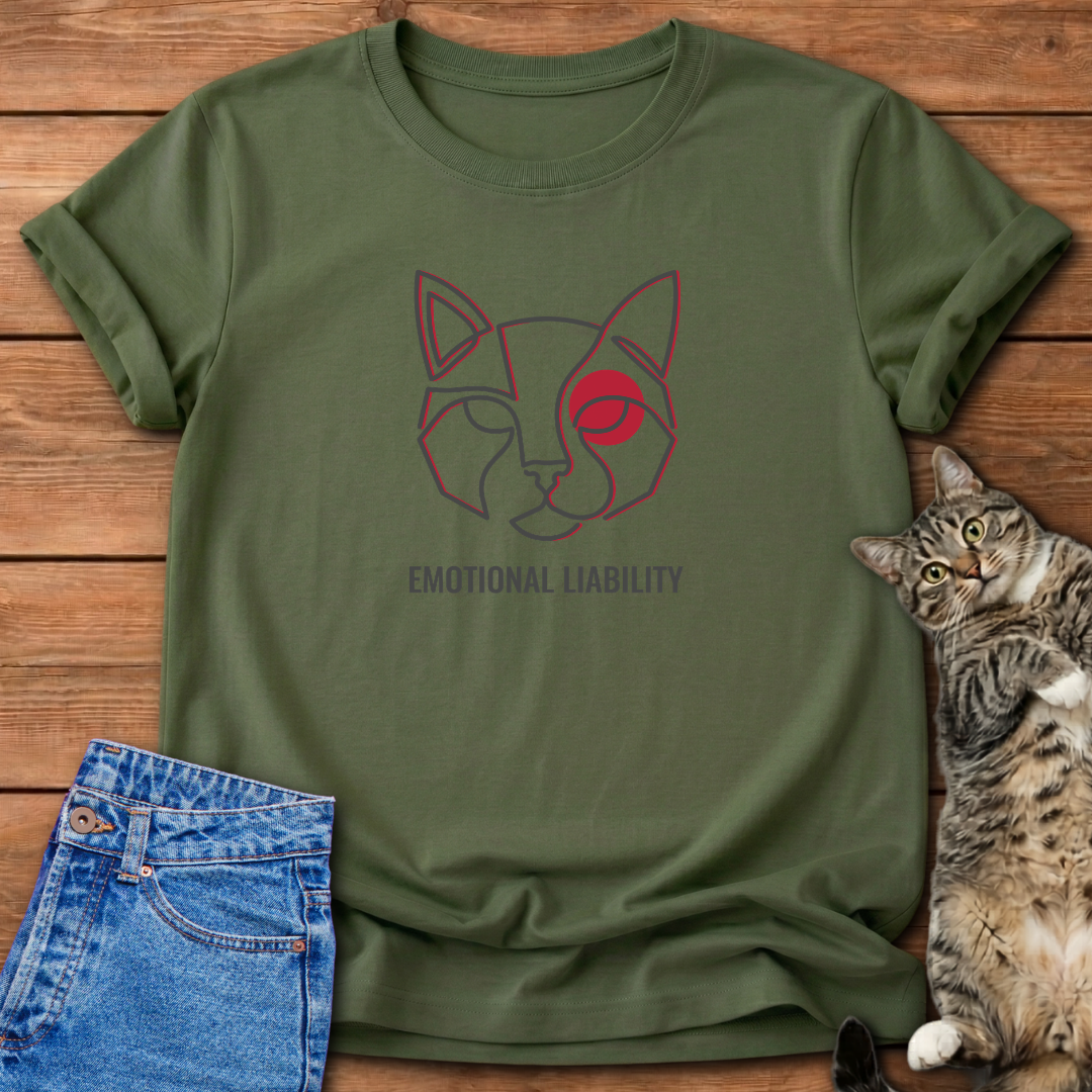 Abstract Cat Face Line Art T-Shirt