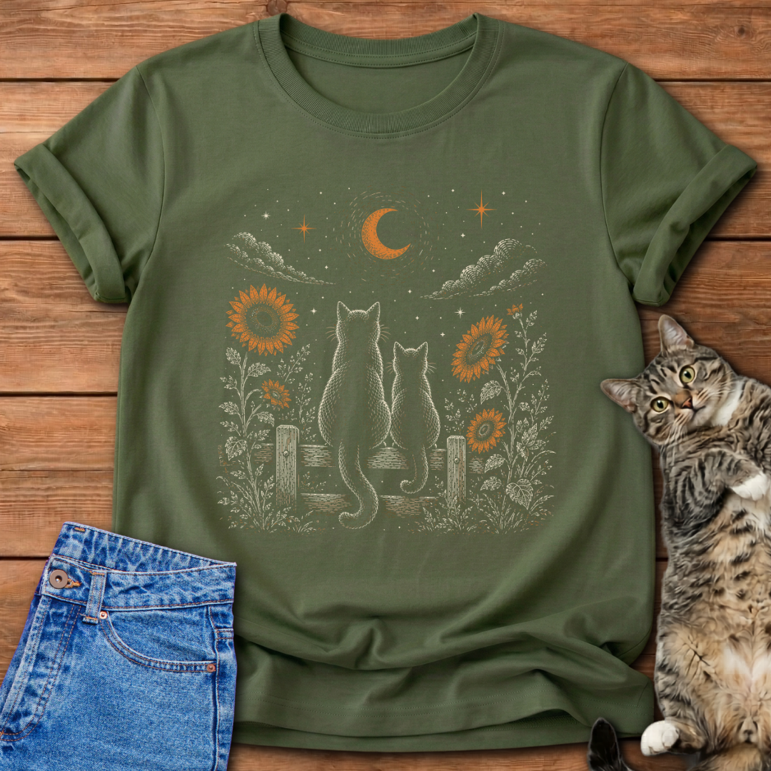 Moon Watching Cats T-Shirt