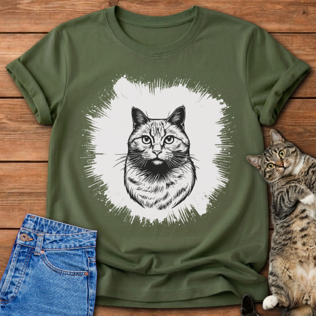Stoic Cat Portrait T-Shirt