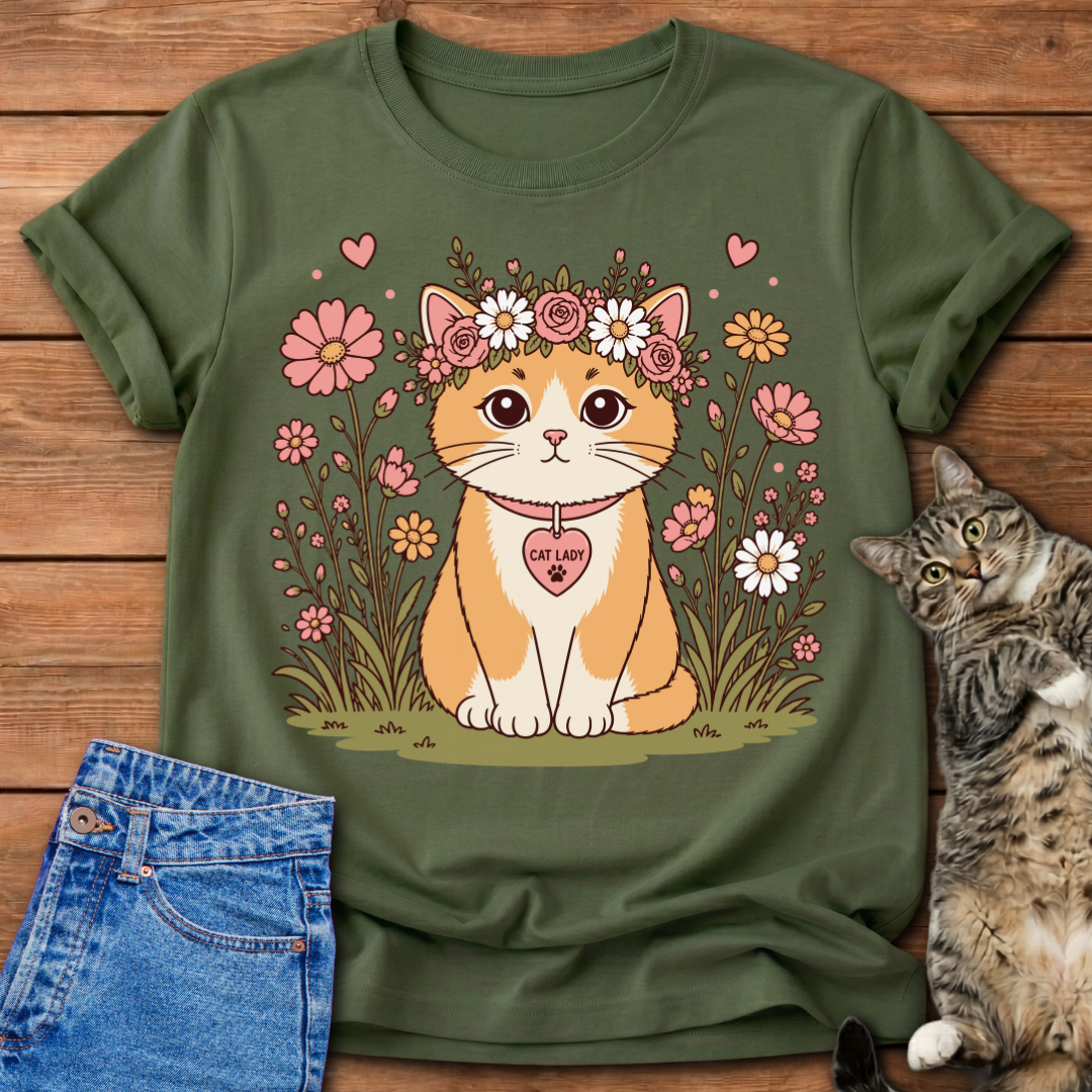 Cat Lady Floral T-Shirt