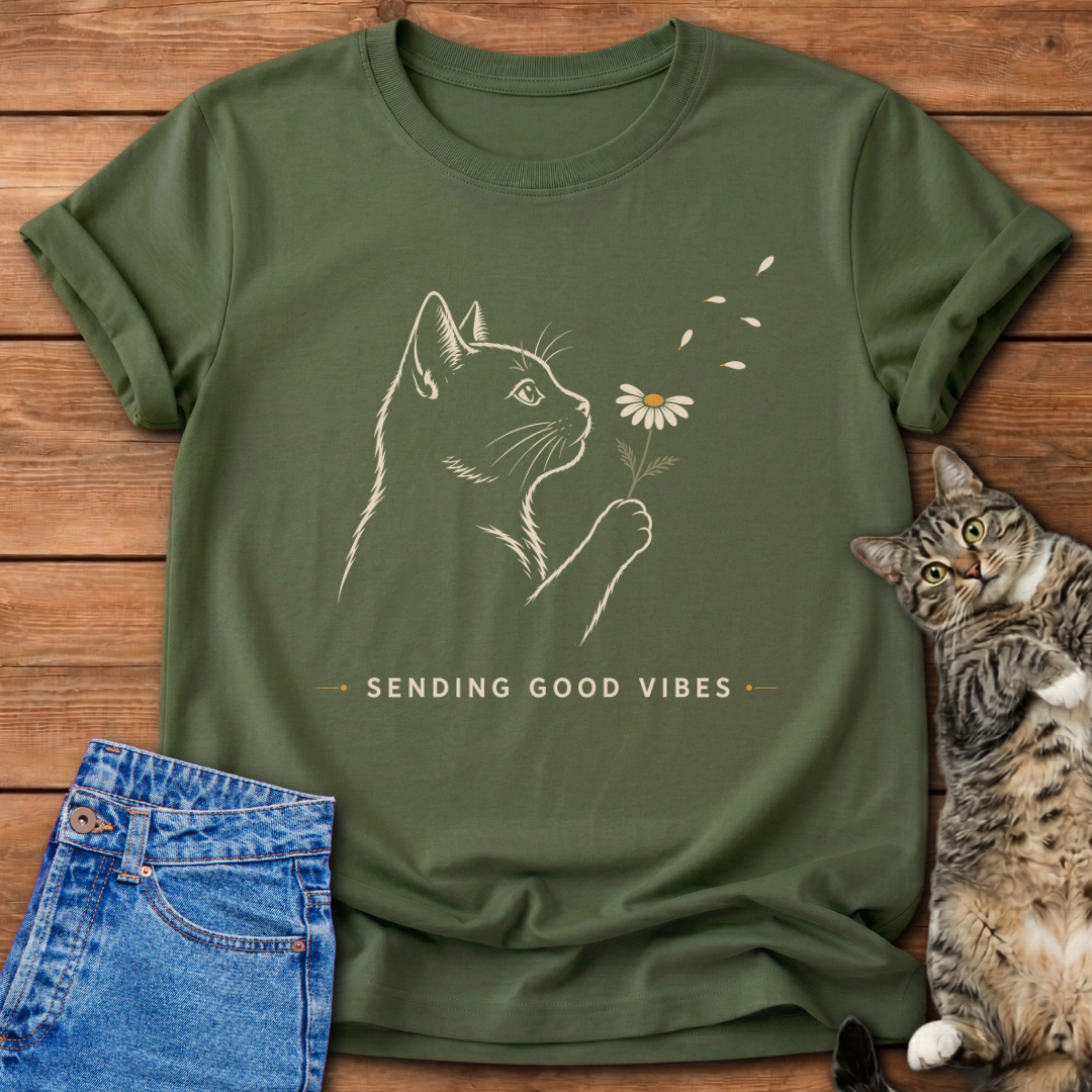 Sending Good Vibes Cat T-Shirt