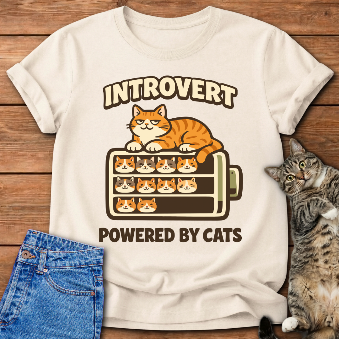 Introvert Powered by Cats T-Shirt