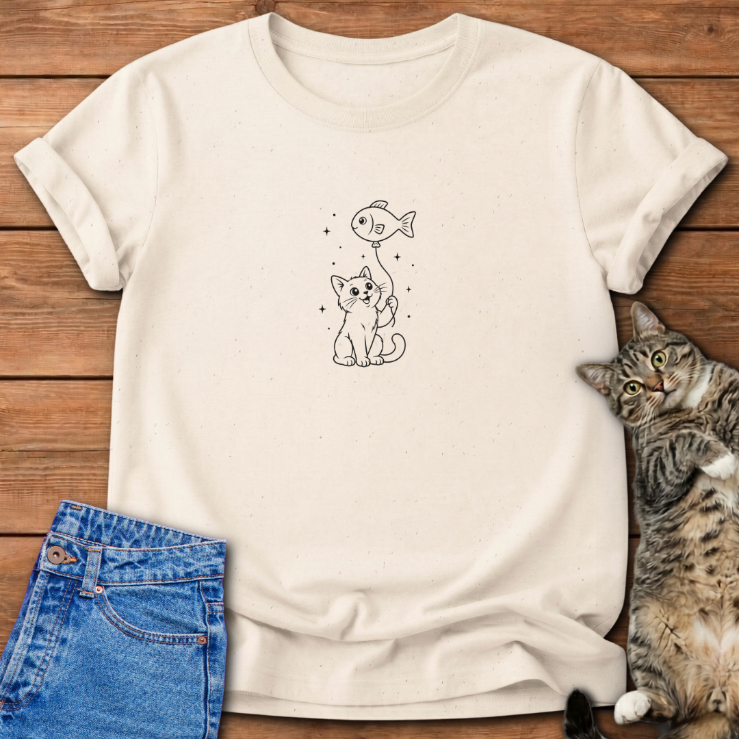 Fish Balloon Cat T-Shirt