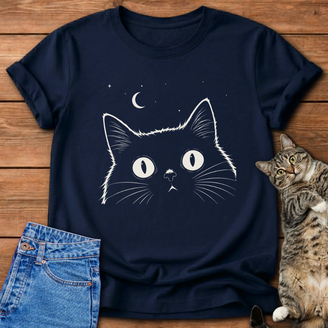 Black Cat Night Sky T-Shirt
