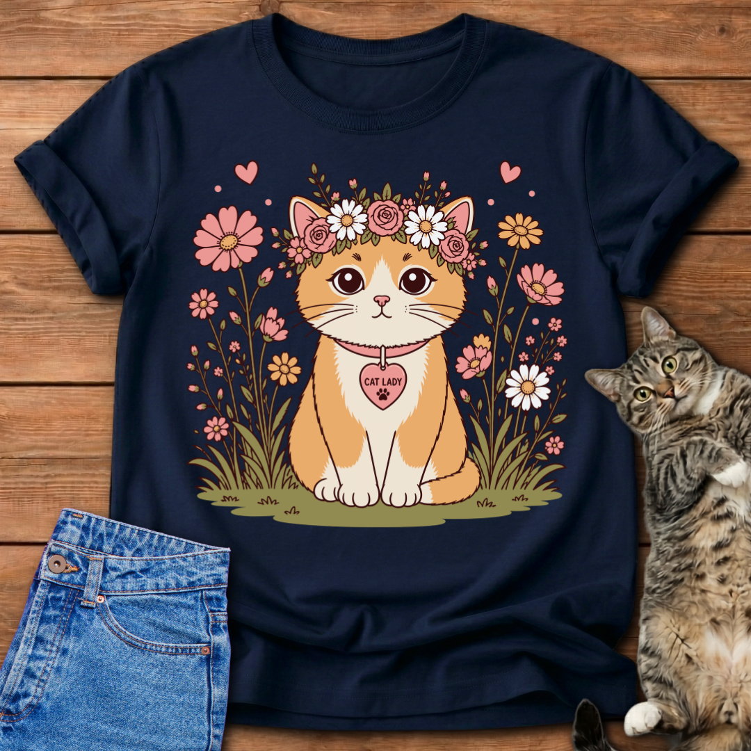 Cat Lady Floral T-Shirt
