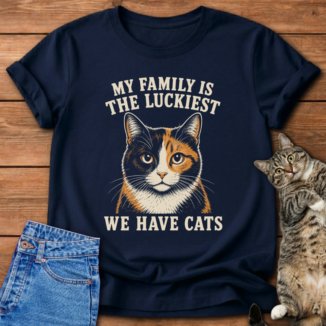 Luckiest Cat Family T-Shirt