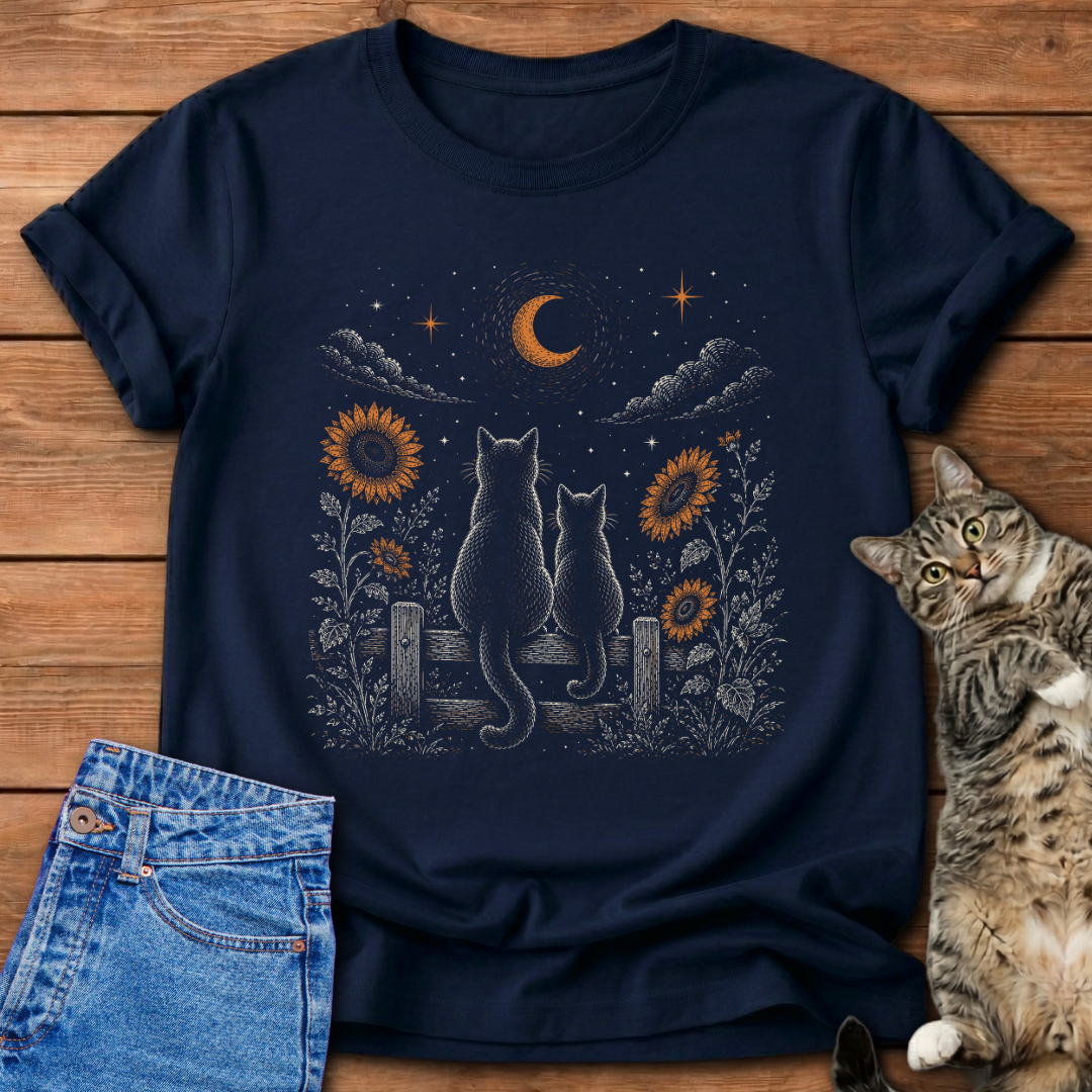 Moon Watching Cats T-Shirt