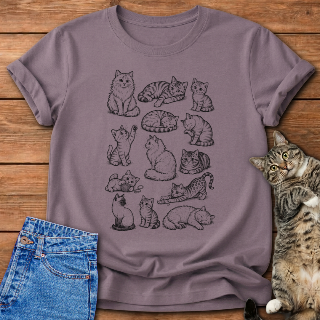 Vintage Cat Sketches T-Shirt