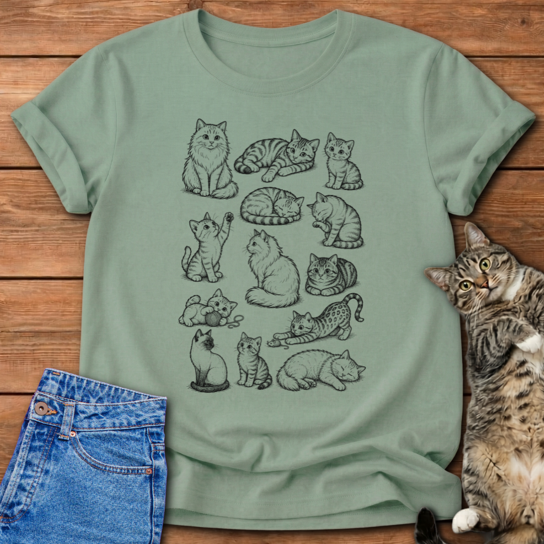 Vintage Cat Sketches T-Shirt