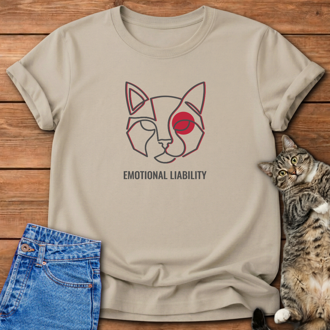 Abstract Cat Face Line Art T-Shirt