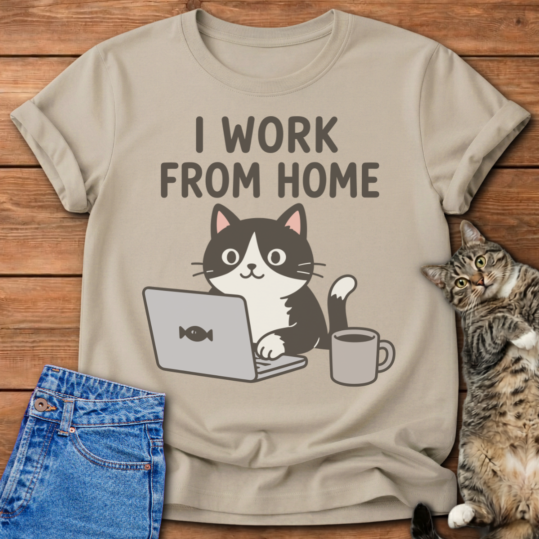 Remote Work Cat T-Shirt