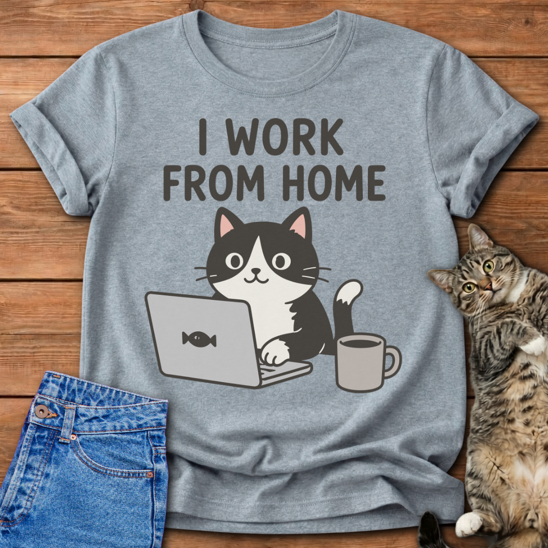 Remote Work Cat T-Shirt
