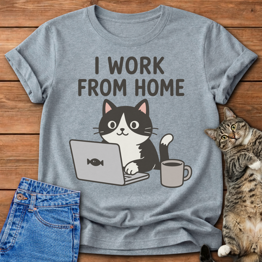 Remote Work Cat T-Shirt