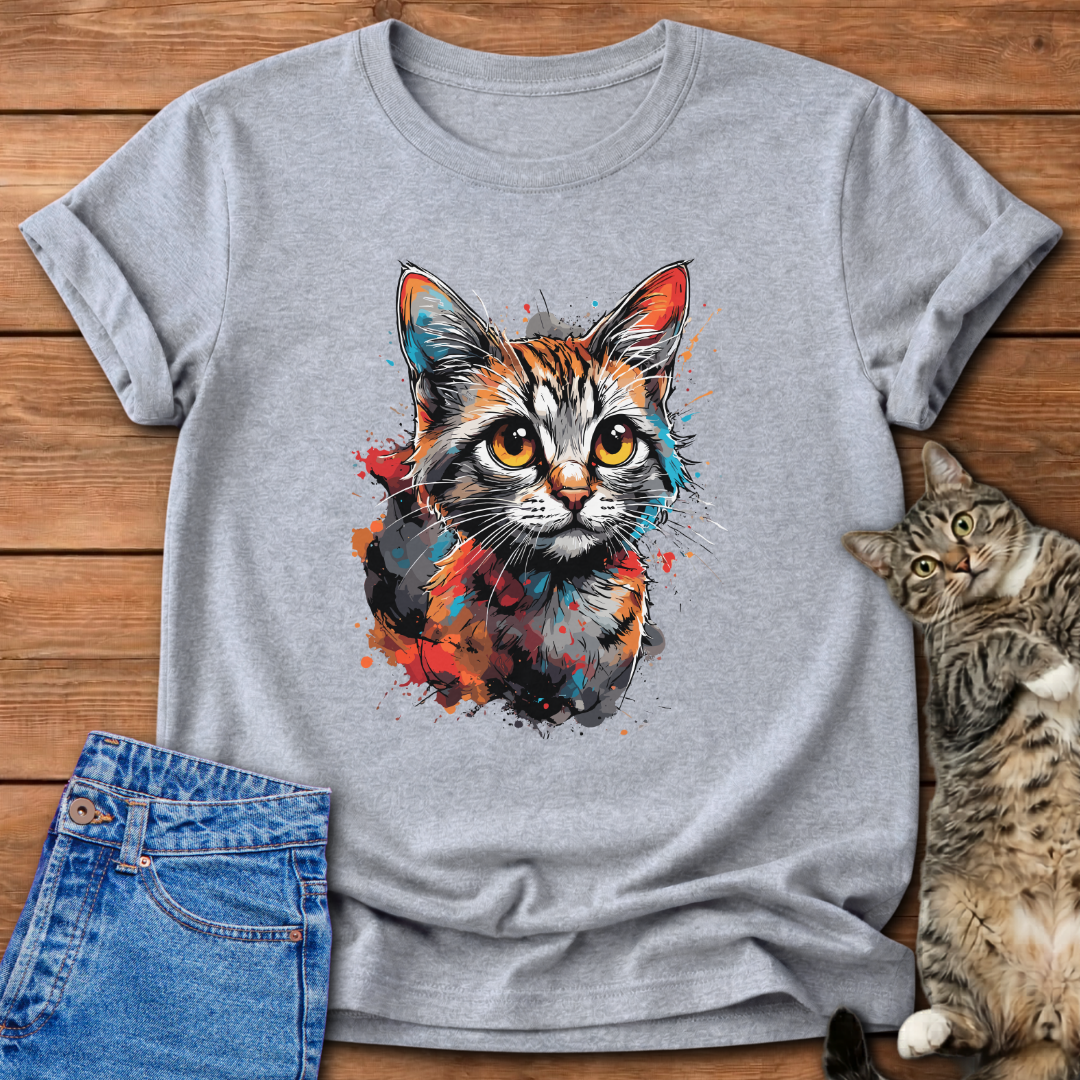Colorful Cat Head T-Shirt